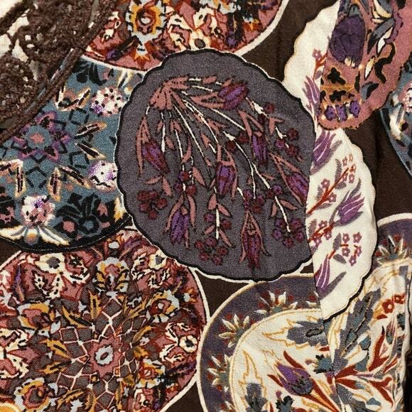 Umgee Bohemian Dress Women's Size M Embroidery Colorful Mini 3/4 Sleeves Crochet - Picture 4 of 12